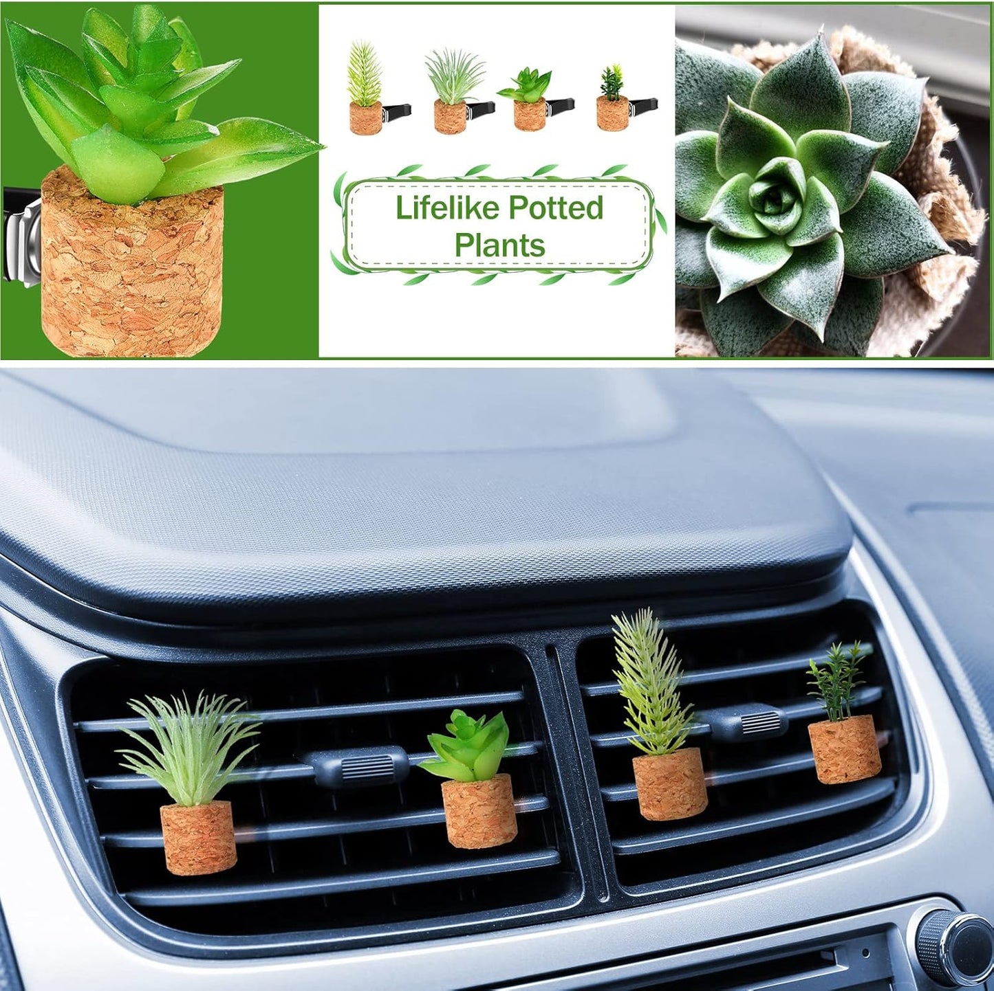 3D Artificial Plants Shape Aromatherapy Vent Car Fresheners (Pack Of 4)