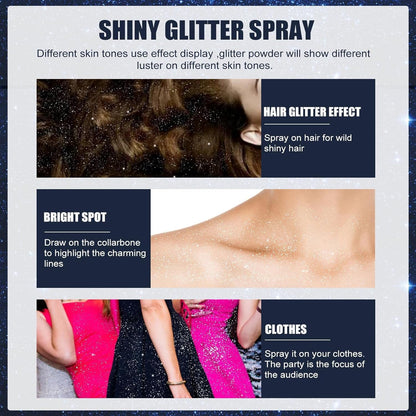 Professional Glitter Hair Spray, Glitter Spray For Body, Hair And Cloth, Long Lasting Shiny Unlimited Charm, Waterproof, Holographic,